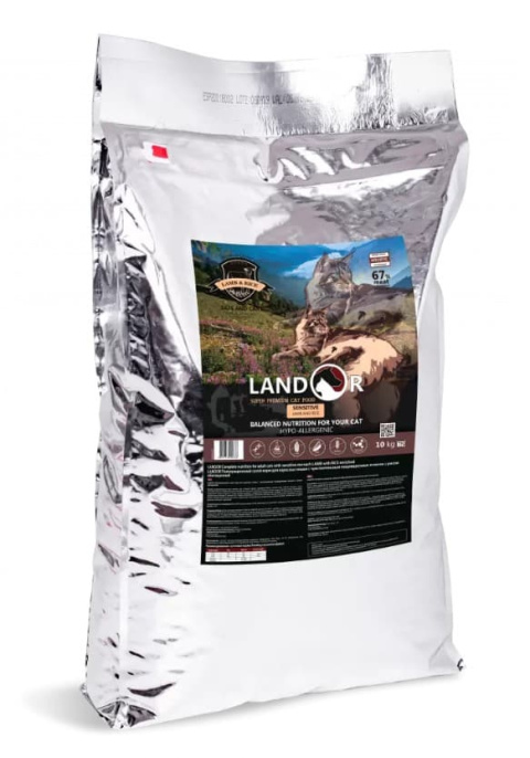 Сухой корм для кошек LANDOR Adult Cat Sensitive (ягненок, рис) (10 кг)