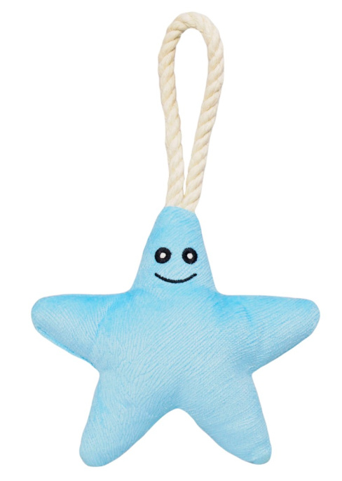 Игрушка для собак мелких и средних пород Mr.Kranch Звездочка с канатом и пищалкой 26х16х5см (Ярко-розовая)