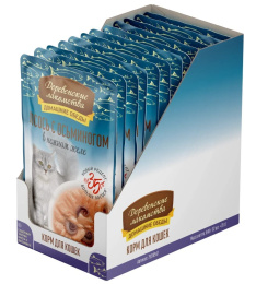 Влажный корм для кошек "Деревенские лакомства" Лосось с осьминогом в нежном желе