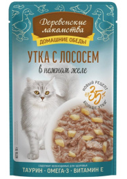 Влажный корм для кошек Деревенские лакомства Утка с лососем в нежном желе