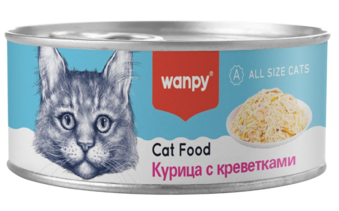 Консервы для кошек Wanpy Cat (курица, креветки) (95 гр)
