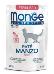 Влажный корм для кошек Monge Cat Monoprotein Sterilised (говядина)