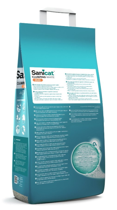 Наполнитель бентонитовый Sanicat Clumping White DUO (ваниль, мандарин) (10 л)