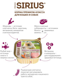 Влажный корм для собак мелких и средних Sirius Small&Medium Adult (индейка, морковь)