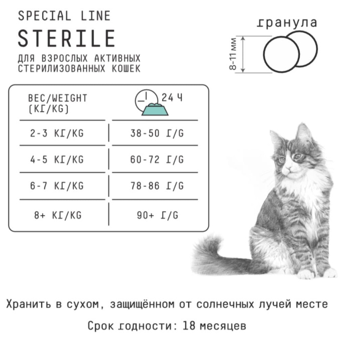 Сухой корм для кошек AJO Special Line Sterile Adult Cat (400 гр)