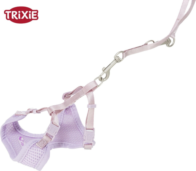 Шлея с поводком для щенков TRIXIE Junior-soft (светло-лиловый) (M-L 36-50 см/10 мм)