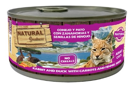 Консервы для кошек Natural Greatness Adult (кролик, утка, морковь, семена фенхеля) (185 гр.)
