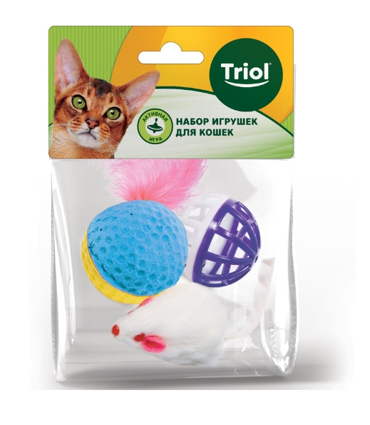 Набор игрушек для кошек Triol XW0028 (мяч, мышь, шар)
