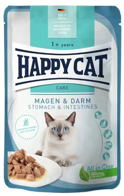 Влажный корм для кошек Happy Cat Sensitive Magen & Darm Adult Cat кусочки в соусе (85 гр)