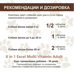 Мультивитамины для взрослых собак 8in1 Excel Multi Vitamin Adult