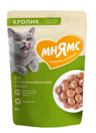Влажный корм Мнямс Кусочки в соусе с кроликом для стерилизованных кошек