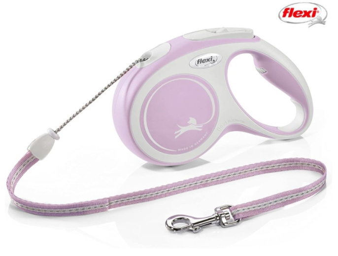 Поводок-рулетка Flexi NEW COMFORT (трос) нежно-розовый (20кг/8м)