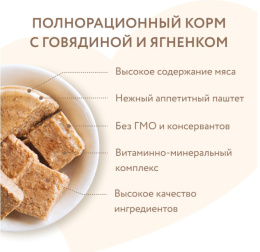 Влажный корм для собак всех пород Мнямс Паштет из говядины и ягненка «ЗДОРОВЫЕ СУСТАВЫ»