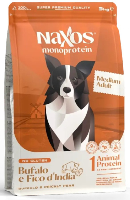 Сухой корм для собак средних пород Adragna Naxos Adult Medium (буйвол, опунция) (3 кг)