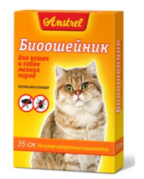 БИОошейник против блох и клещей для кошек и мелких собак "Amstrel" 35 см