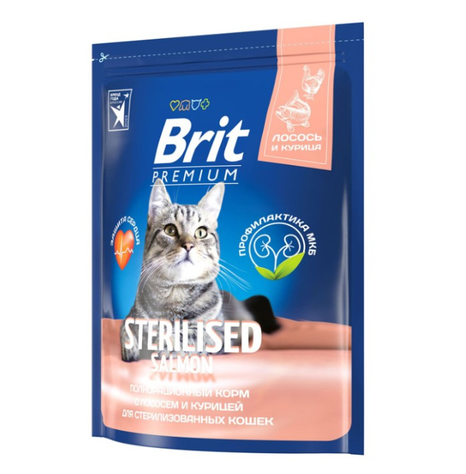 Сухой корм для кошек Brit Premium Cat Sterilised Salmon (лосось, курица) (400 гр)