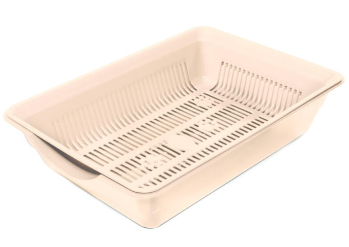 Туалет для кошек высокий с цветной сеткой Gamma Лапки 350х250х90 мм (бежевый 350х250х90 мм)