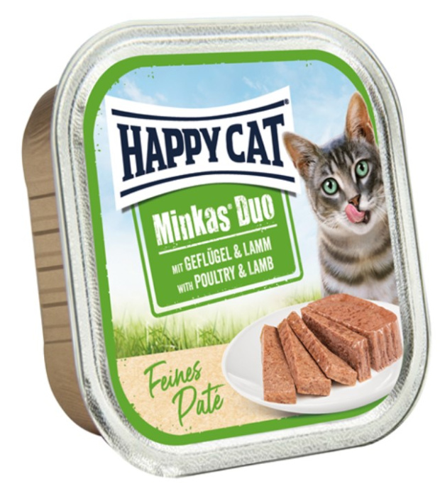 Консервы для кошек Happy Cat Minkas Duo Паштет Adult Cat (птица, ягненок) (100 гр.)