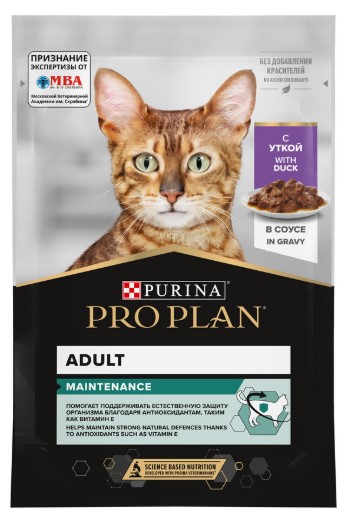 Влажный корм для кошек Pro Plan MAINTENANCE Adult кусочки в соусе (утка) (85 гр)