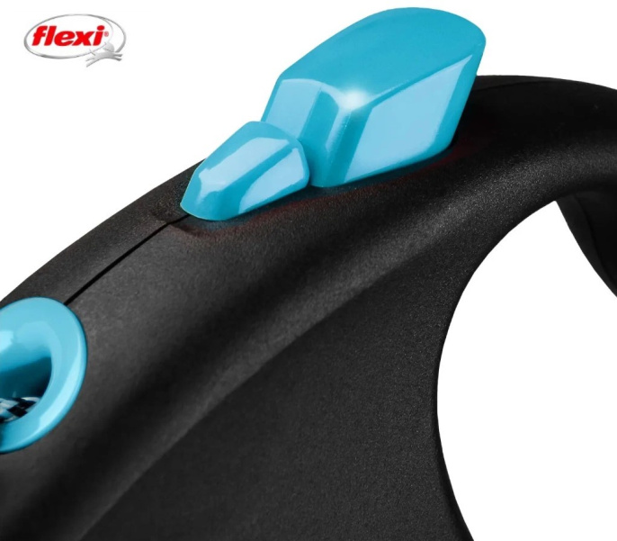 Поводок-рулетка Flexi BLACK DESIGN трос, синий (XS, 8кг/3м)