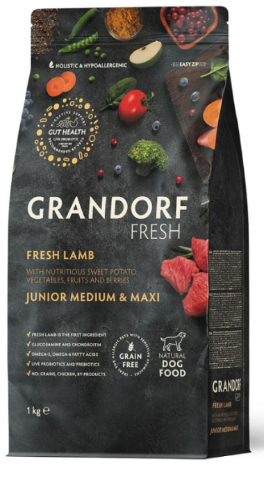 Сухой корм для юниоров средних и крупных пород GRANDORF Fresh Lamb&Sweet Potato JUNIOR MEDIUM&MAXI B (1 кг)