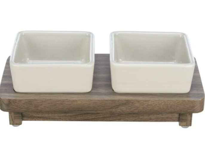 TRIXIE Набор мисок для кошек CityStyle, серый/коричневый (2 х 0,2 л)