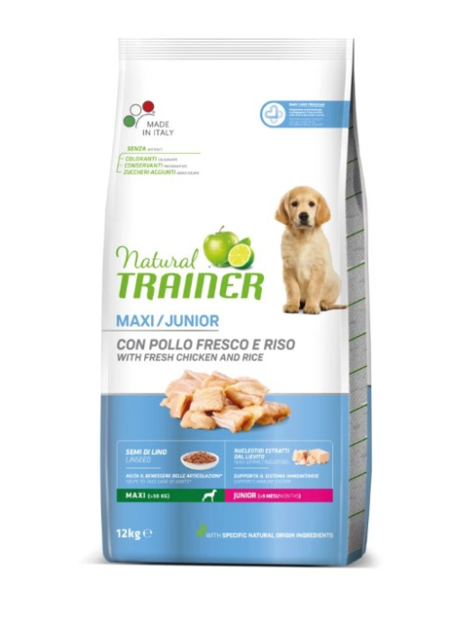 Сухой корм для щенков крупных пород Trainer Natural Junior Maxi (курица) (12 кг)