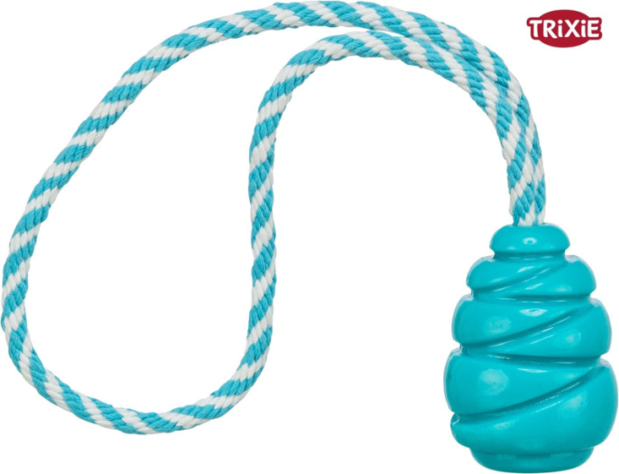 Игрушка для собак TRIXIE "Сверхпрочный мяч" на верёвке (33/5,1 см, цвет петроль)