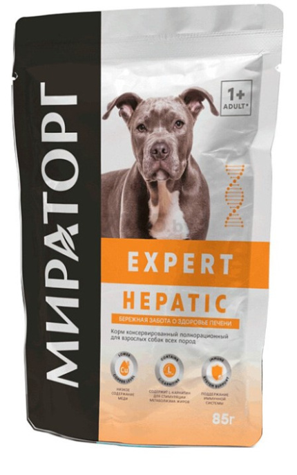 Мираторг Влажный корм для собак Бережная забота о здоровье печени Expert Hepatic (85 гр)