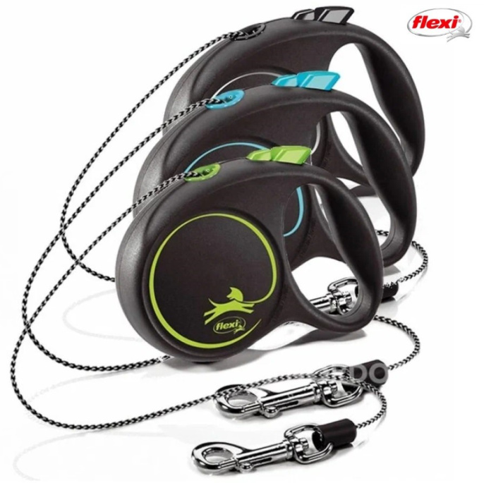 Поводок-рулетка Flexi BLACK DESIGN трос, зеленый (S, 12кг/5м)