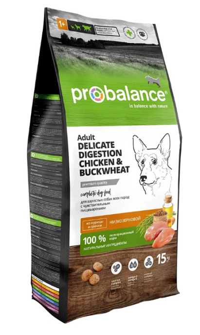 Сухой корм для собак ProBalance Dog Delicate Digestion (курица, гречка) (15 кг)