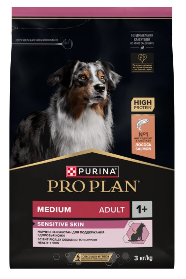 Сухой корм для собак средних пород Pro Plan Sensitive Skin Medium Adult (лосось) (3 кг)