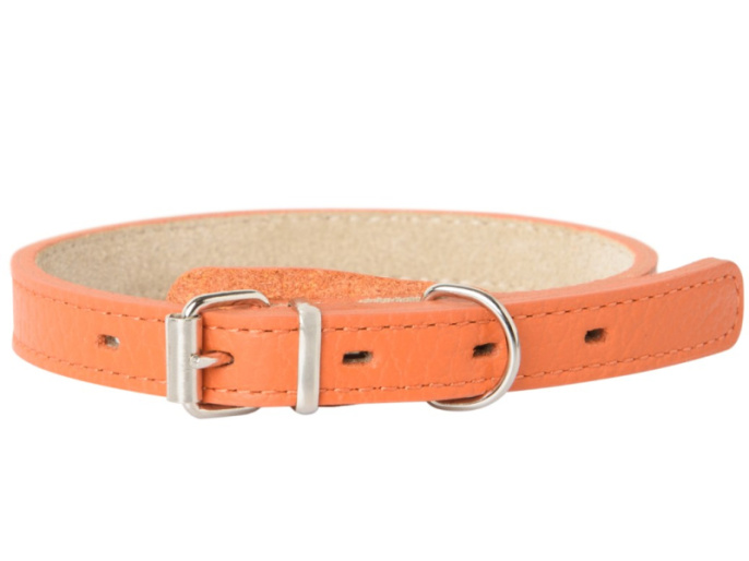 Ошейник для собак Mr.Kranch из натуральной кожи прямой оранжевый (48-60 см)