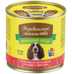 Консервы для собак Деревенские лакомства "Домашние обеды телятина по-деревенски рубец и овощи