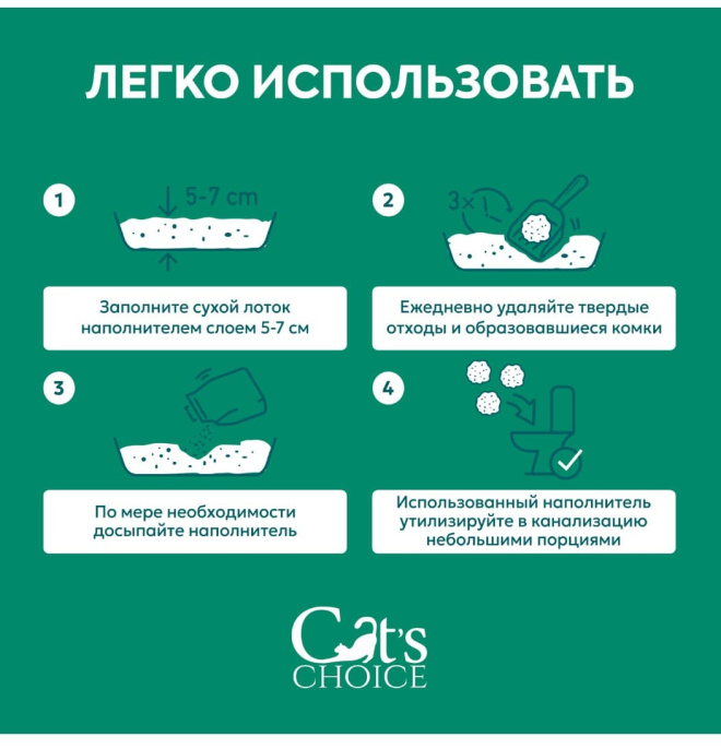 Наполнитель растительный комкующийся Cat's choice с pH-индикатором (6 л/ 2.5 кг)