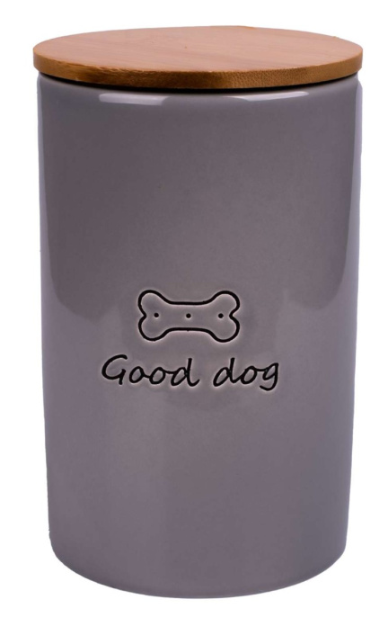 Бокс керамический для хранения корма собак Mr.Kranch GOOD DOG (850 мл. серый)