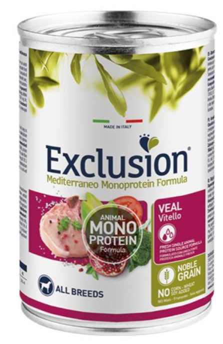 Консервы для собак Exclusion Monoprotein Formula Adult Dog (телятина)  (400 гр.)