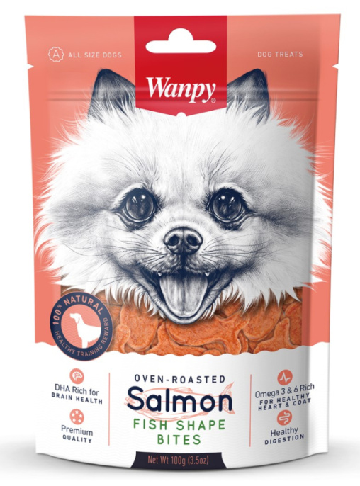 Лакомство для собак Wanpy Dog Рыбки из нежного лосося (100 гр)