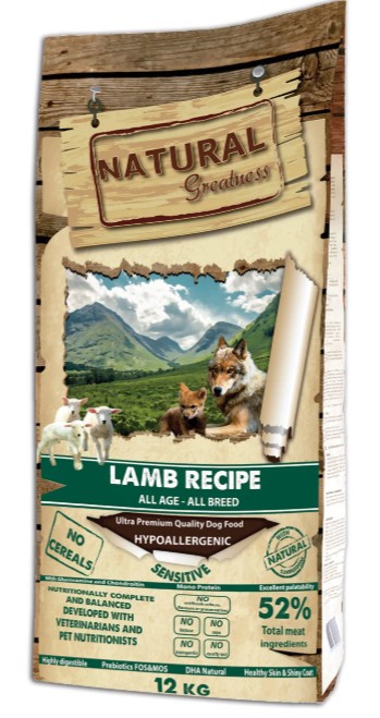 Сухой корм для собак Natural Greatness Lamb Recipe Sensitive All Age (ягненок) (2 кг)