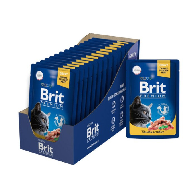 Влажный корм для кошек Brit Premium (лосось и форель) (85 гр.)