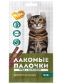 Лакомство для кошек Мнямс лакомые палочки 13,5 см с цыпленком и уткой (3х5 гр.)