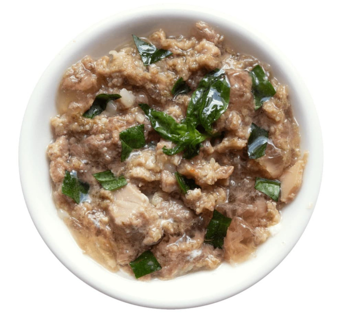 Консервы для щенков Деревенские лакомства "Домашние обеды" сочный цыпленок с языком и шпинатом (100 гр.)