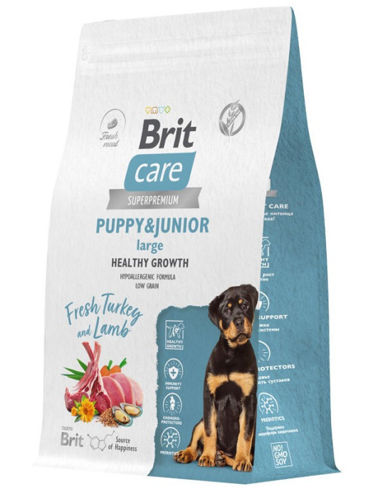 Сухой корм для щенков Brit Care Dog Puppy&Junior L Healthy Growth (индейка, ягненок) (3 кг)