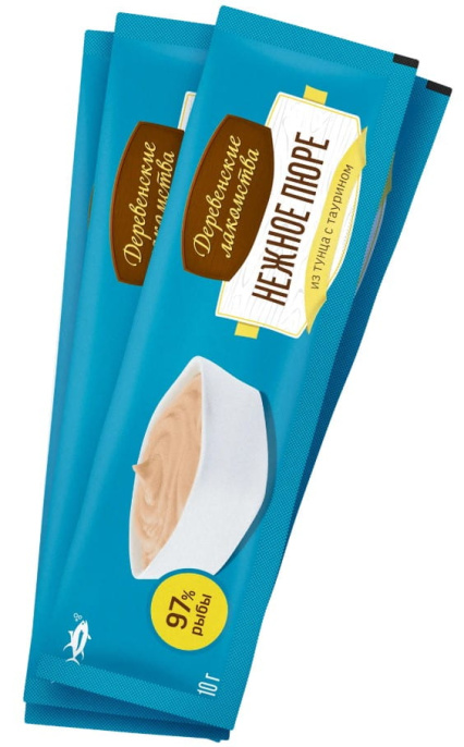 Нежное пюре для кошек из тунца "Деревенские лакомства" 4 шт по 10 гр