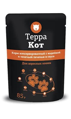Влажный корм для кошек Терра Кот (индейка и телячья печень) 26 шт