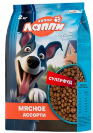 Сухой корм для собак Хаппи Лаппи Adult (мясное ассорти)