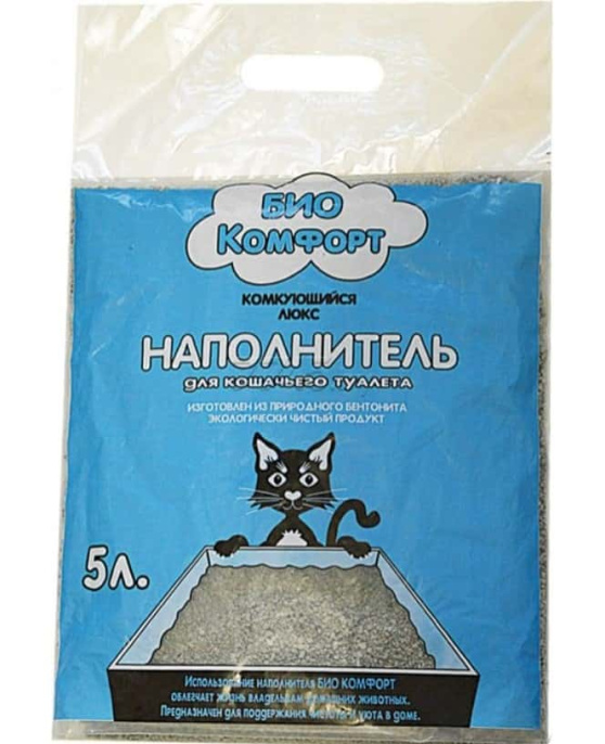 Наполнитель для кошек Биокомфорт комкующийся-люкс (5 л)