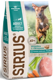 Сухой корм для собак крупных пород Sirius Large Adult (индейка, овощи) 