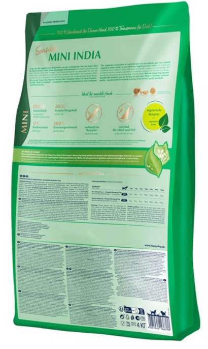 Сухой корм для собак мелких пород Happy Dog Mini India Adult Dog (горох, куркума) (4 кг)