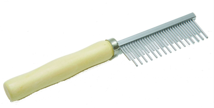 Расческа с деревянной ручкой (разнозубая, длинный зуб) Каскад (18 см)